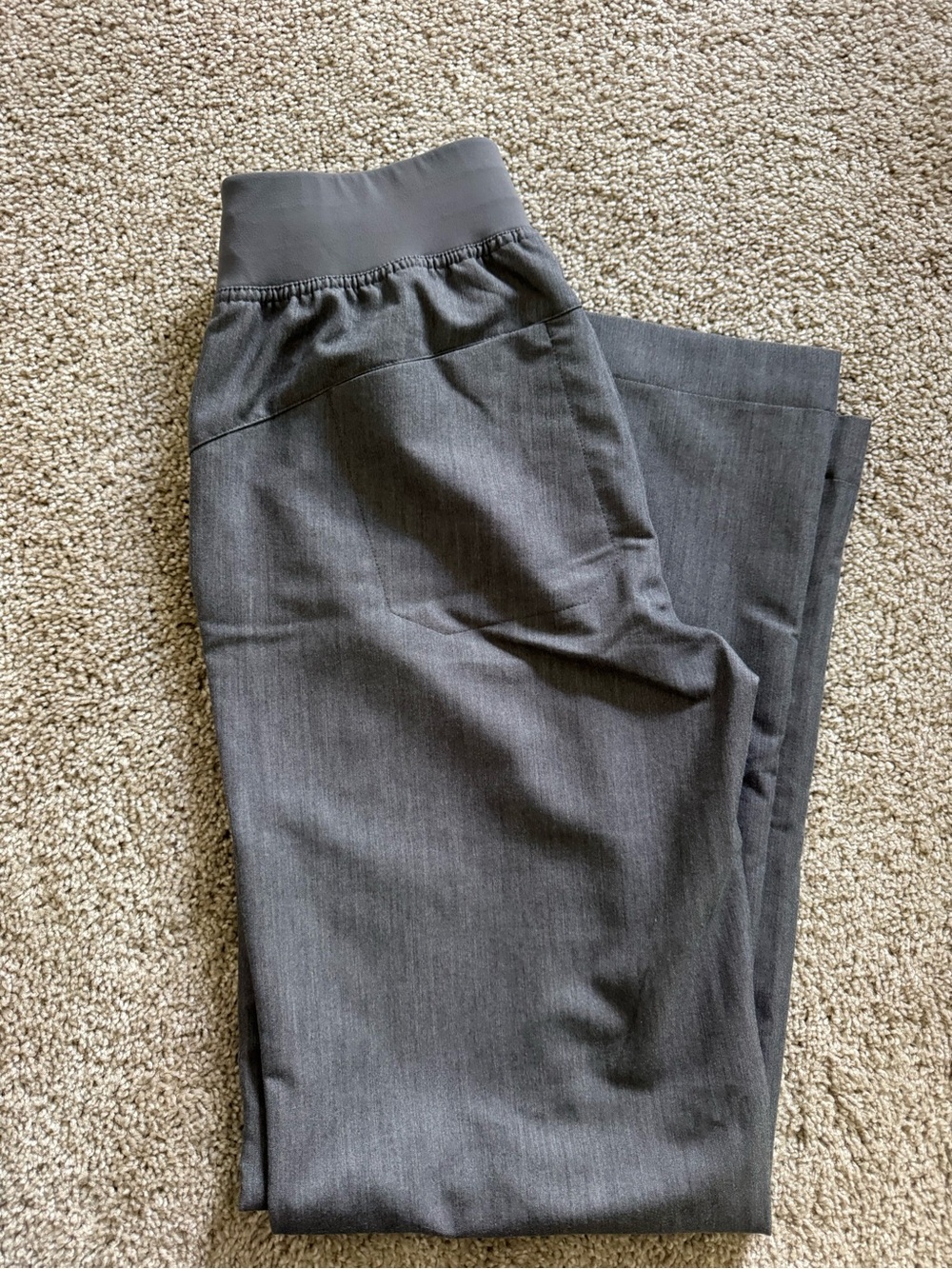 Figs Isabel Women’s Gray Wide-Leg Drawstring Pants with Turquoise Tie - Picture 4 of 5